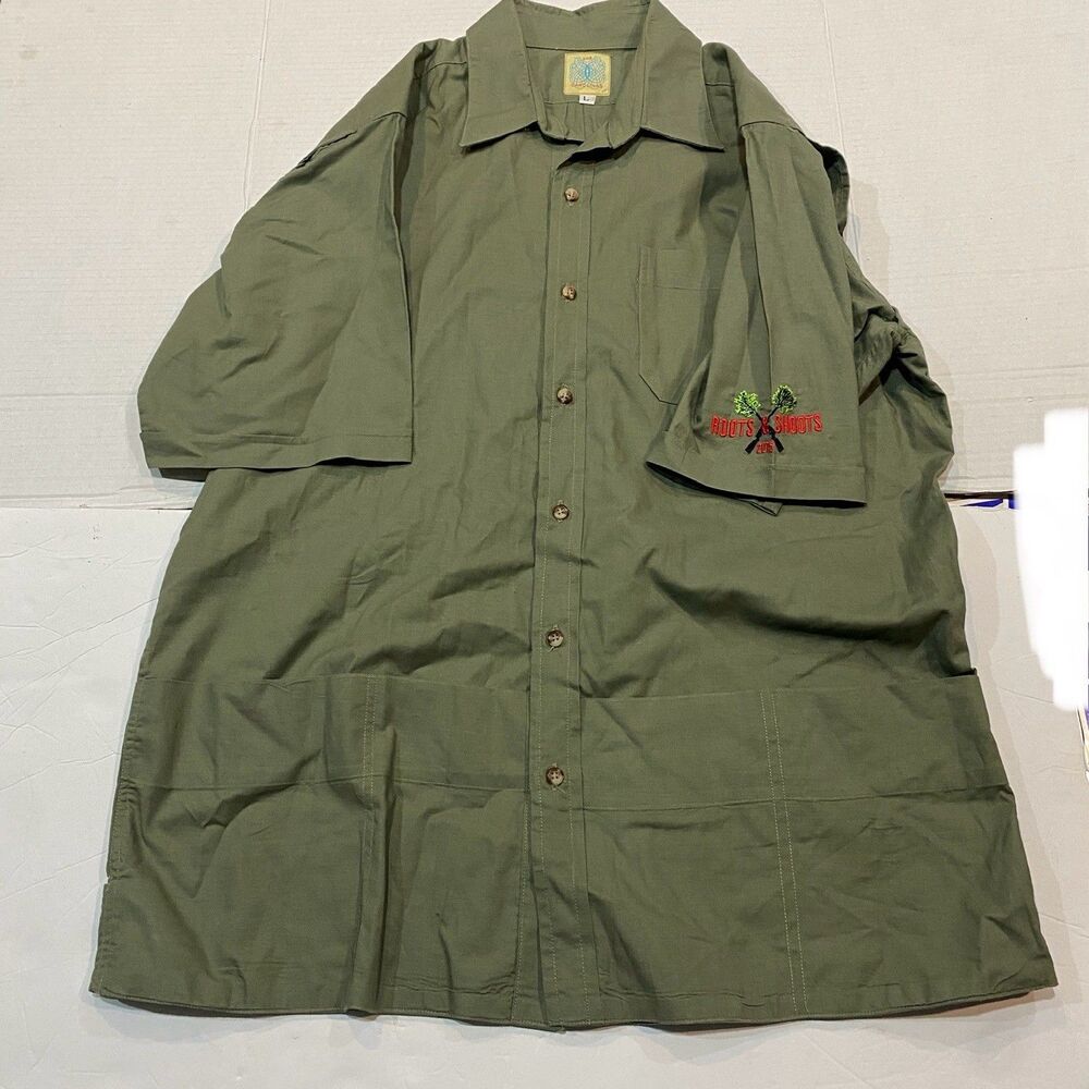 Dos Carolinas Guayabera Green Short Sleeve Embroidered Pockets Shirt Men’s L